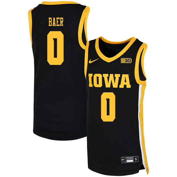 2020 Men #0 Michael Baer Iowa Hawkeyes College Basketball Jerseys Sale-Black - Click Image to Close